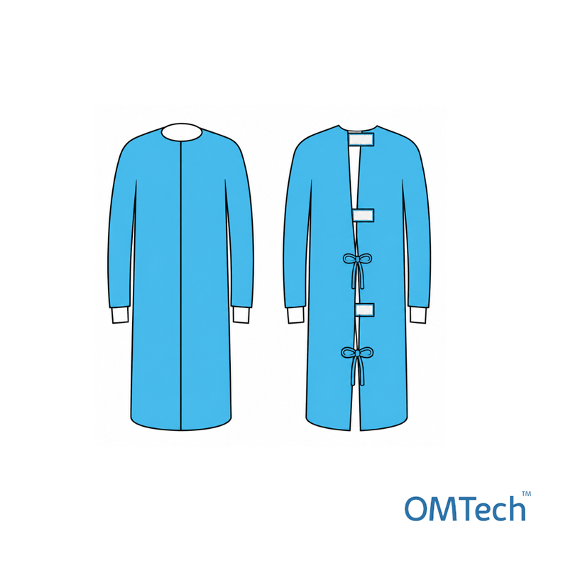 Халат хірургічний OMTech™ на липучках, довжиною 140см (розмір 58 - 60 (XXL)), (СММС - 35 г/м2),стерильний